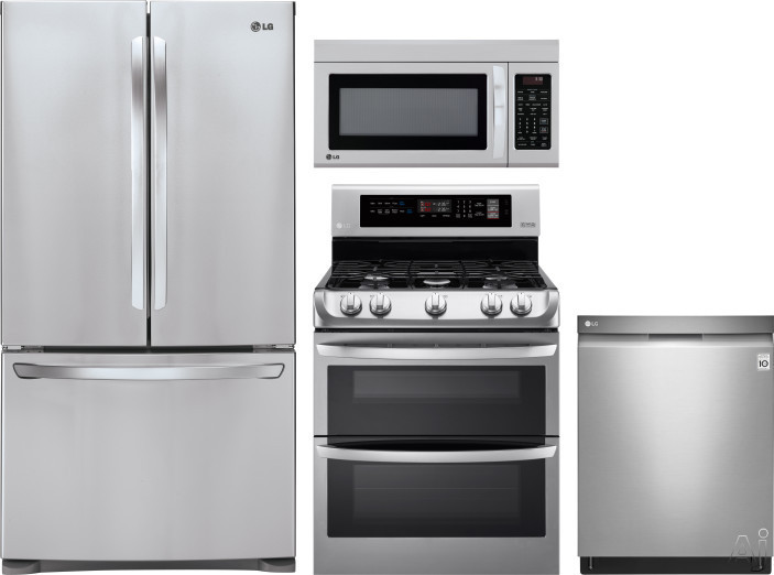 Lg Lgreradwmw6348 4 Piece Kitchen Appliances Package With French Door Refrigerator, Gas Range, Dishw