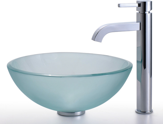 Frosted Glass Vessel Sink Combination, Glass Vessel Vanity Combo
