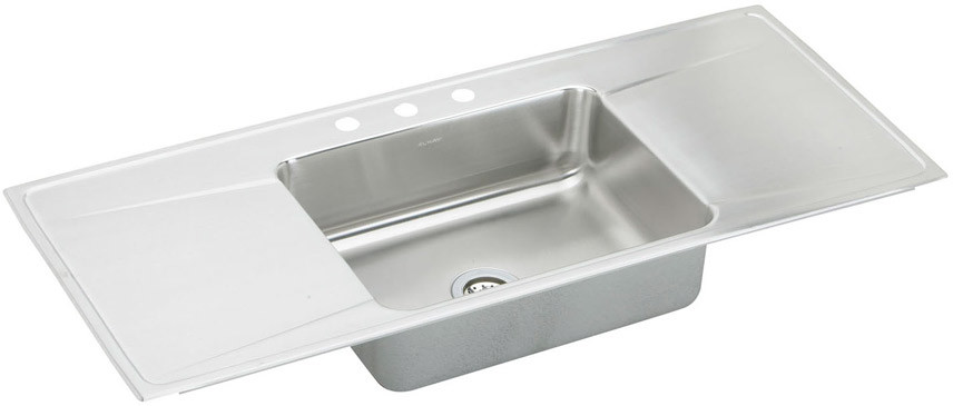 Elkay Ilr5422dd5 54 Inch Drop In Single Bowl Stainless Steel Sink With 18 Gauge 7 5 8 Inch Bowl Depth 3 1 2 Inch Drain And Double Drainboard 5 Holes