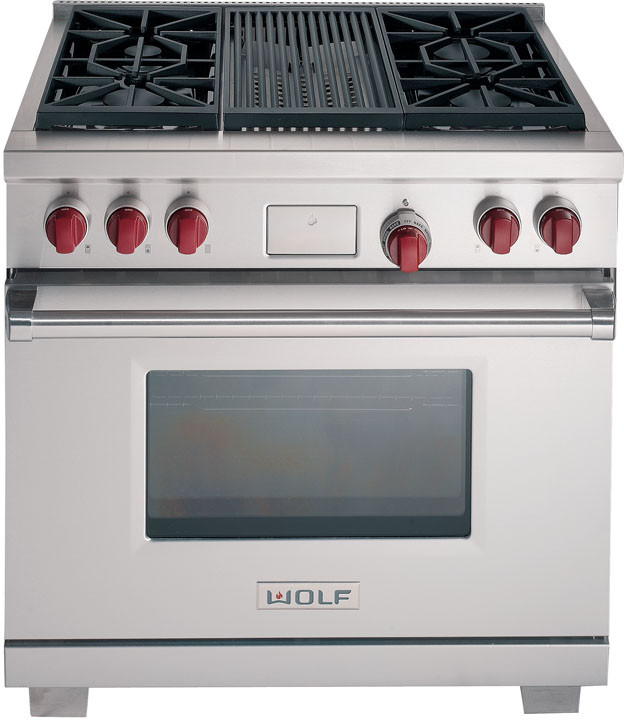 Wolf DF364CLP 36 Inch Pro-Style Dual-Fuel Range with 4 Dual