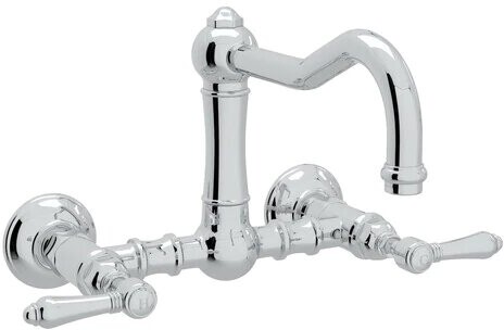 Polished Chrome Rohl A3606LPAPC-2 A3606Lp-2 Country Kitchen Faucet with Porcelain Lever Handle
