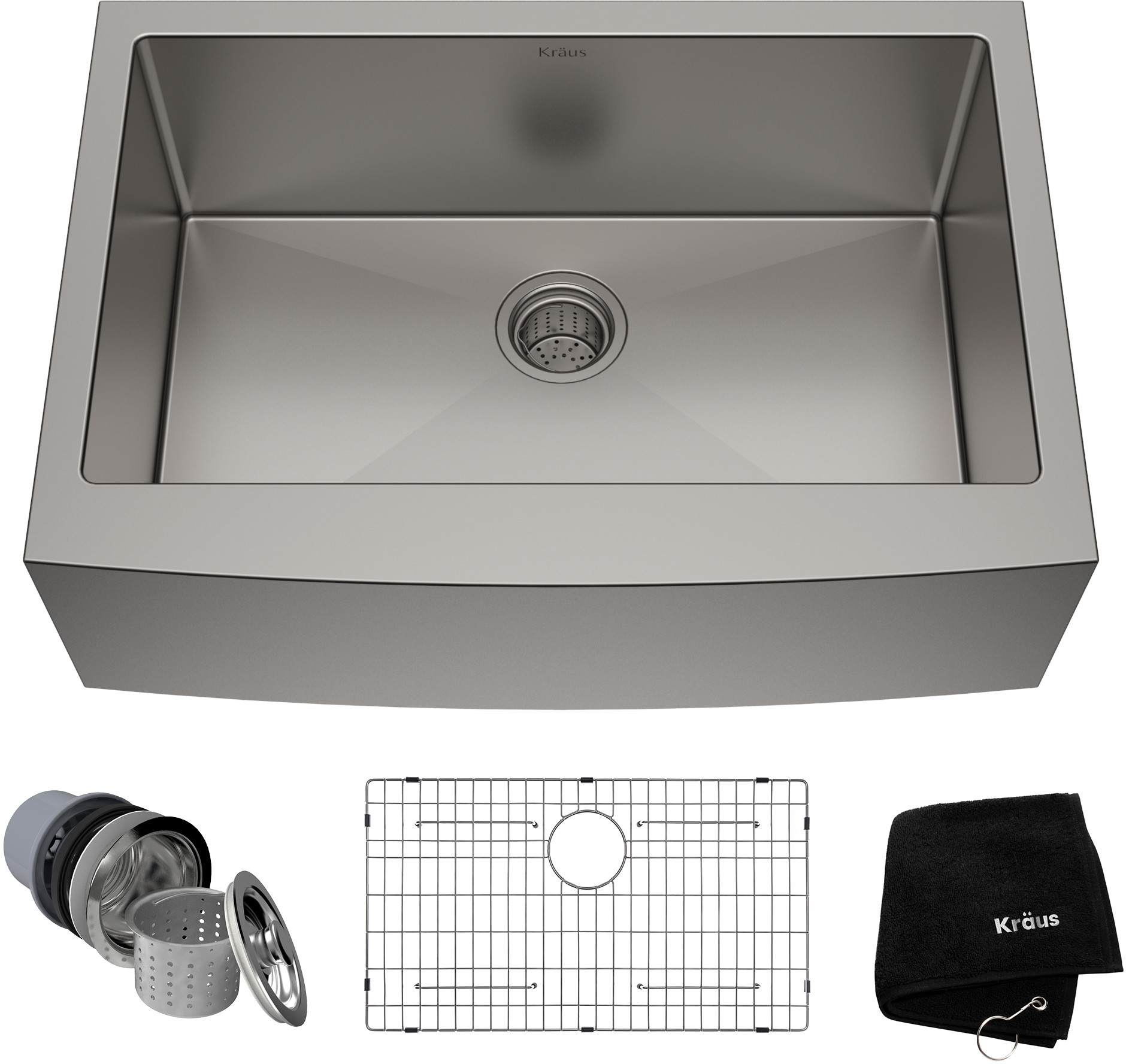 Kraus Khf20030 30 Inch Farmhouse Single Bowl Stainless Steel Kitchen Sink With 16 Gauge 10 Inch Bowl Depth Rear Set Drain Opening And Stone Guard Undercoating