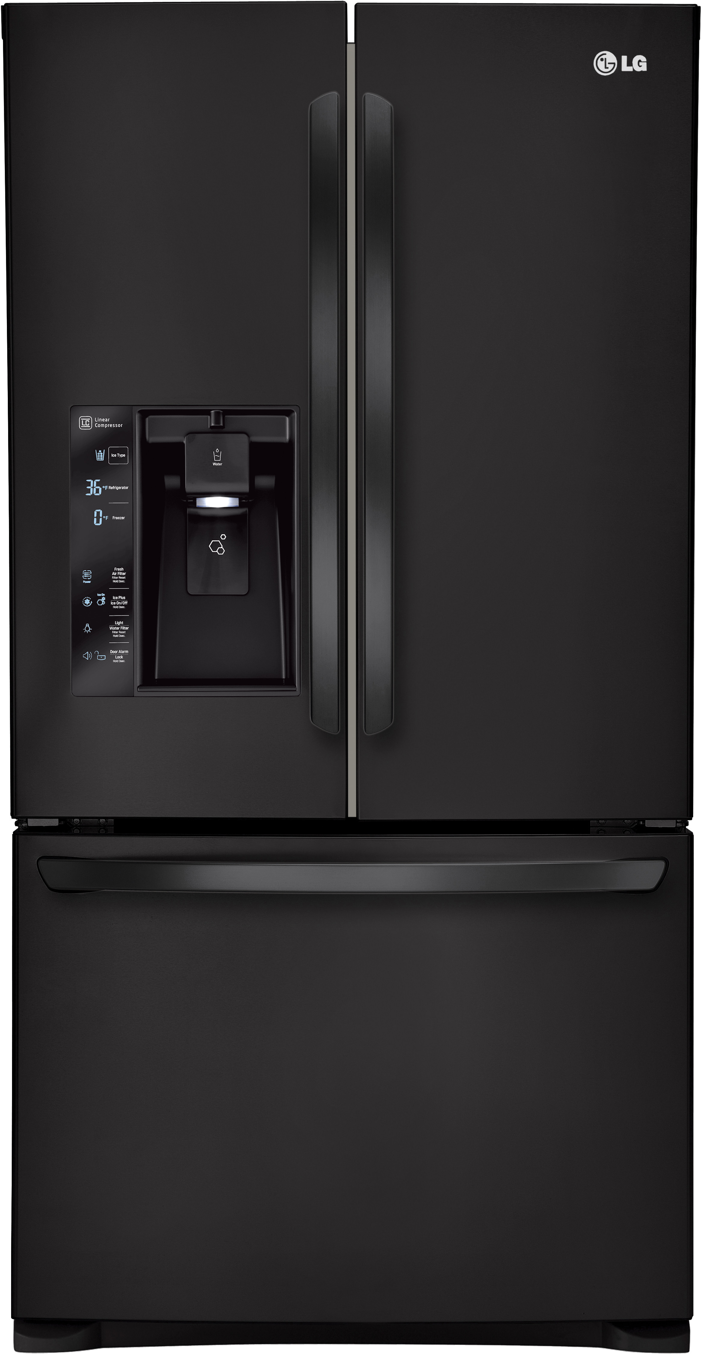 LG LFXS29626B 36 Inch French Door Refrigerator with Smart Cooling®, Slim SpacePlus®, Dual Ice