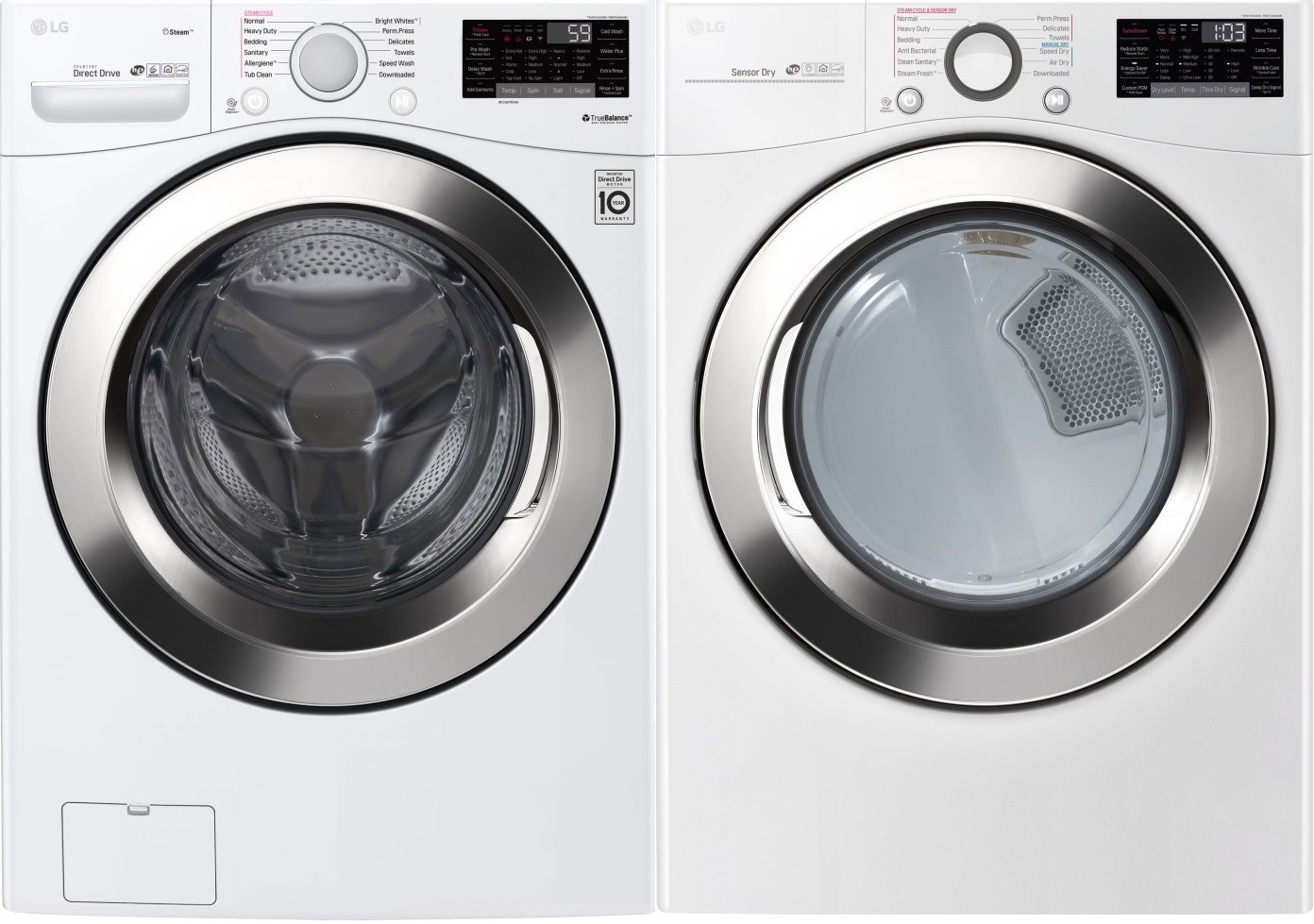 Lg Lgwadrew37001 Side By Side Washer Dryer Set With Front Load Washer And Electric Dryer In White