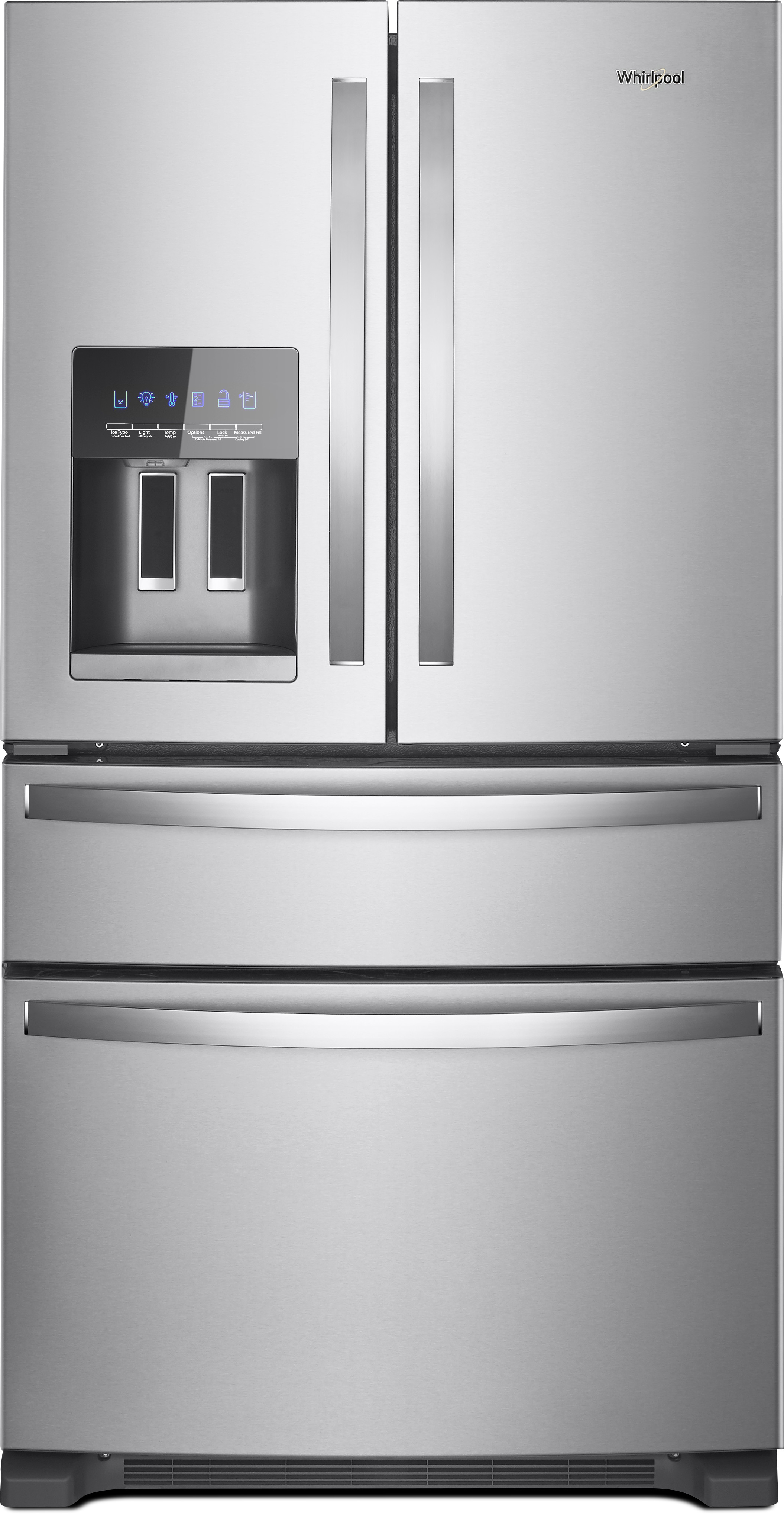 Whirlpool WRX735SDHZ 36 Inch 4-Door French Door Refrigerator with 25 cu. ft. Capacity, Spillproof Glass Shelving, Humidity-Controlled Crispers, Adaptive Defrost, Accu-Chill™ Temperature, Ice Maker, Exterior Ice/Water Dispenser, EveryDrop™ Filtration
