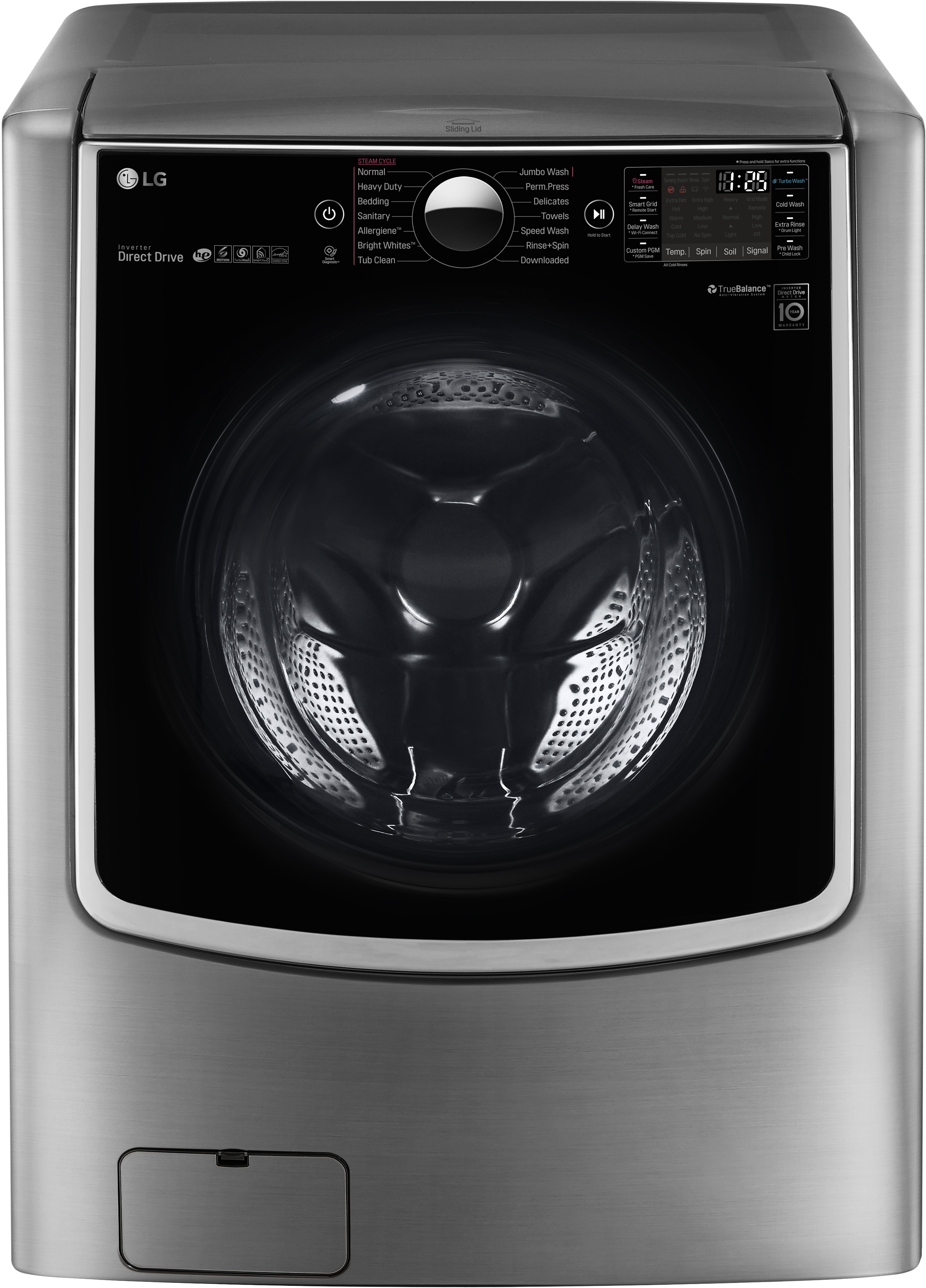 Lg Wm9000hva 29 Inch 5 2 Cu Ft Front Load Washer With Senseclean Smart Thinq Wi Fi Turbowash 2 0 14 Wash Programs 1 300 Rpm Compatible With Lg Twin Wash Lcd Control Panel Neverust Stainless